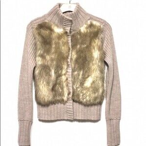 Club Monaco Wool Sweater And Faux Fur Tan Bomber Jacket S
